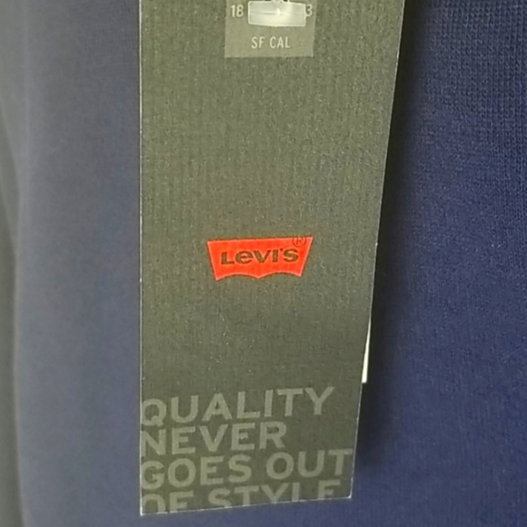 Levi's Navy Blue Crew Sweatshirt White Piping Sleeve, Women's Size L - Picture 3 of 6